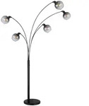 GLOBO Stehleuchte Seymor Grau Schwarz Metall & Rauchglas 110 x 208 x 98 cm