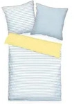 Tom Tailor Bettw&auml;sche Perkal Himmelblau Wei&szlig; Gelb Wendemotiv 220 x 155 cm