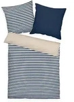 Tom Tailor Bettw&auml;sche Perkal Blau Wei&szlig; Beige Wendemotiv 200 x 135 cm 80 x 80 cm