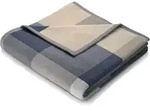 Biederlack Wohndecke Kuscheldecke kariert Blau Beige Grau 150 x 200 cm