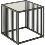Actona Group Beistelltisch Strington rauchfarbenes Glas schwarzes Metallgestell...