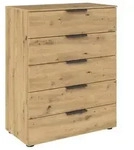 Rauch Kommode Flipp Eiche Artisan 80 x 100 x 42 cm 5 Schubladen