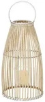 Boltze Windlicht Flint Bambus & wei&szlig;es Metall H&ouml;he 44 cm
