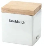 Continenta Aufbewahrungsbox Vorratsdose Keramik Wei&szlig; Holzdeckel 14 x 12 x 15,5 c...