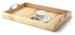 Continenta Tablett Gummibaumholz Braun Chrom 53 x 36 cm modernes Design