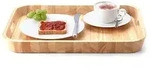 Continenta Tablett Gummibaumholz hellbraun 53 x 35 cm mit Griffen