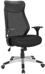 DUO Collection Chefsessel Niko schwarzer Netzbezug & Kunstleder silberfarbenes D...