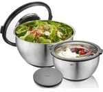 GEFU Sch&uuml;ssel Set Muovo Silber Schwarz Spritzschutzdeckel Silikonboden