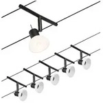 CorDuo Seilsystem Sheela Basisset GU5,3 max. 5x10W 230/12V Schwarz matt Chrom