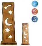 N&auml;ve LED-Holz-Dekoleuchte Mond/Sterne h: 60cm