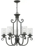 Hinkley Kronleuchter Casa E27 60W Aluminium, Glas klar; altschwarz B:63.5cm...
