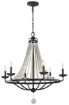 Feiss Kronleuchter Nori E14 40W Stahl, Holz; Zink verwittert, dunkel, mit