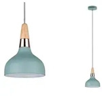 Neordic Pendelleuchte Juna E14 max. 20W Softgr&uuml;n Kupfer Holz dimmbar Metall Holz