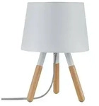 Neordic Tischleuchte Berit E27 max. 20W Wei&szlig; Holz Stoff Holz Metall