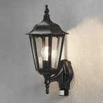 Wandleuchte Firenze, schwarz matt, klares Glas, mit Beweg.