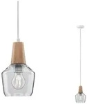 Neordic Pendelleuchte Ylvie E27 max. 20W Holz Klar dimmbar Holz Glas