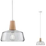 Neordic Pendelleuchte Yva E27 max. 20W Holz Klar dimmbar Holz Glas