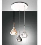 Fabas Luce Lila Pendelleuchte E27 3X40W Metall weiss und drei Borsilikatgl&auml;ser...