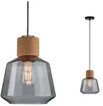 Neordic Pendelleuchte Elia E27 max. 20W Rauchglas Kork Schwarz dimmbar Glas Kork