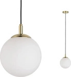 Neordic Pendelleuchte Menja E27 max. 20W Wei&szlig; Messing geb&uuml;rstet dimmbar Glas Metall