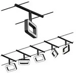 CorDuo LED Seilsystem Frame Basisset 5x280lm 5x4,8W 3000K 230/12V Schwarz matt Chrom