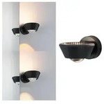 LED Wandleuchte Sabik IP44 2700K 840lm / 320lm 230V 9 / 1x4W dimmbar Schwarz