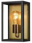 Carpi Wandl. mittel E27 schwarz/Messing mit klarem Glas