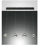 Fabas Luce Arabella Pendelleuchte LED 4x8W Metall und geblasenes Glas Grau