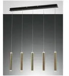 Fabas Luce Prado Pendelleuchte LED 5x 66W Metall- und Methacrylat Schwarz/Gold
