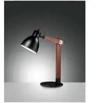 Fabas Luce Sveva Tischleuchte E27 1x40W Metall und Holz Schwarz/walnussfarben
