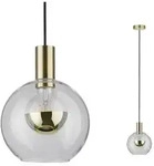 Neordic Pendelleuchte Esben E27 max. 20W Klar Messing geb&uuml;rstet dimmbar Glas Metall