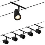 CorDuo Seilsystem Cup Basisset GU5,3 max. 5x10W 230/12V Schwarz matt Chrom