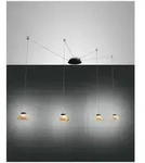 Fabas Luce Arabella Pendelleuchte LED 4x8W Metall und geblasenes Glas Amber