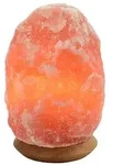 Beleuchteter Salzkristall ROCK, ca. 2-3 kg, mit Holzsockel