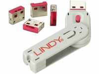Lindy 40450, Lindy 40450 USB-A Port Schloss SET, PINK, 1x Schlüssel/4x Schloss