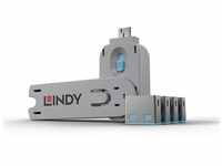 Lindy 40452, Lindy 40452 USB-A Port Schloss SET, BLAU, 1x Schlüssel/4x Schloss