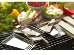 2er Grillpf&auml;nnchen RACLETTE - Grillpfannen mit abnehmbarem Griff und Spatel