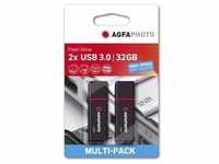 USB-Stick 32GB, 2er Pack schwarz, USB 3.0 Type-A (15/55 MBs)