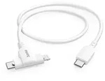 2in1, USB-C - Lightning/USB-C, 1,5m Ladekabel, wei&szlig;