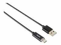 USB 2.0 Kabel Typ C, 1 m schwarz, mit LED-Anzeige