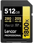 1800x SDXC 512 GB V60 UHS-II U3 (280/205 MB/s) Prof. Speicherkarte