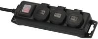 3-fach Std-Verteiler H07RN-F3G1.5 schwarz, mit Schalter, IP44 - 2m