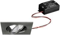 Brumberg LED Einbaustrahler, 230V, 6W, 3000K, 640 lm, eckig, nickel - mit Netzteil -