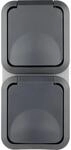 AquaStorm Steckdose Senkrecht, Aufputz grau - 162 x 75 x 57 mm - 2-fach