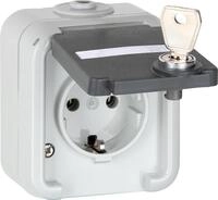 Aufputz-Steckdoseh PEHA IP44, Schuko, Beschriftung, D 6620 WAB NA VS - 1-fach