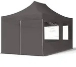 TOOLPORT 3x4,5m Stahl Faltpavillon, inkl. 4 Seitenteile, dunkelgrau - (59045)