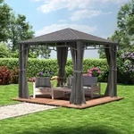 TOOLPORT Sunset 3x3 m Hardtop Gartenpavillon, inkl. 4 Seitenteile, loft grey -
