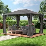 TOOLPORT Sunset 3x4 m Hardtop Gartenpavillon, inkl. 4 Seitenteile, loft grey -