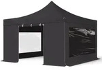 TOOLPORT 4x4m Stahl Faltpavillon, inkl. 4 Seitenteile, schwarz - (600127)