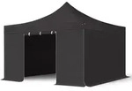TOOLPORT 4x4m Stahl Faltpavillon, inkl. 4 Seitenteile, schwarz - (600128)